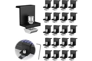 YUANYUU 20 Pièces Supports de Panneau Solaire, 30 mm Fixation Panneau Solaire, Kit Panneau Solaire, pour Rail de Montage Photovoltaïque, avec Clé Hexagonale, pour Toiture, Mural