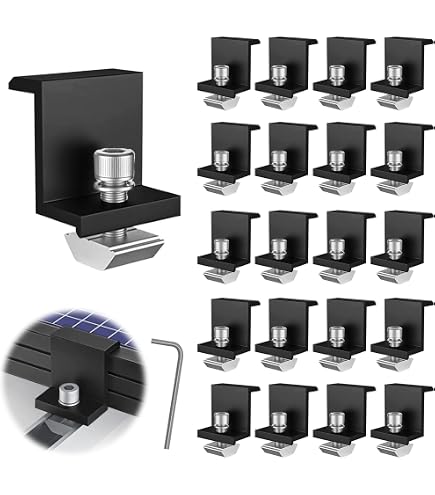 Solarmodul Halterung Mittelklemmen 30mm Schwarz: Solarpanel Halterung, 10 Stück Befestigung Solarmodul, T-förmige Mittelklemme PV Photovoltaik-Solarmodulträger Mittelspannung für Gerahmte Panels