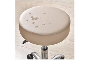 ZZDZW Round Bar Stool Covers Waterproof, PU Leather Bar Stool Cushions Round Stool Slipcovers Stretch Bar Stool Seat Covers Set Of 2/4/6 Barstool Cover,for 12/13/14/15 Inch Bar Chair ( Color : Khaki , Size