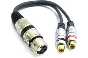 VITALCO XLR Female to 2x RCA Female Adapter 3 PIN Microphone to Double RCA Plug Cable