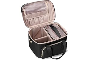 Prokva Neceser de Maquillaje Bolsa de Viaje con 2 Estuches de Cosméticos Individuales, Organizador de Maquillaje Grande para Mujer, Negro (Bolsa vacía, Diseño de Patente)