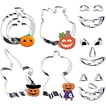 VOPIWOZ 10 Halloween Ausstechformen - 3D Kürbis Ausstecher Set Für Kekse & Backen