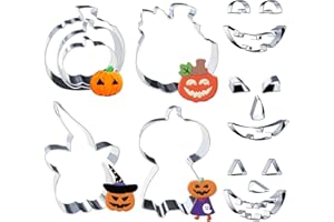 WINWILD 13Pcs d'Halloween Emporte-pièces citrouille Emporte-pièces d'Halloween avec motif en acier inoxydable yeux&bouche citrouille Emporte automne citrouille Cookie Cutter Halloween emporte biscuits