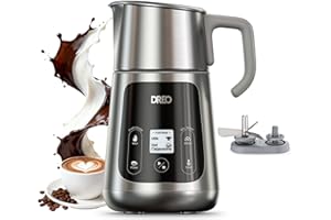 Dreo Milchaufschäumer Elektrisch [Verbessert], All-in-1 450ml Elektrischer Milchschäumer für Latte, Cappuccino, Heiße Schokolade, über 30 Getränke, Leicht zu Reinigen, Spülmaschinenfest, LED-Anzeige