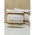 Furnistitchs Premium Decorative Throw Cushion Pillow Cover Boho Home Decor - Living Room Bedroom Couch Sofa Cushion Covers 16 inch x 16 inch (Natural Orange Square, 2)