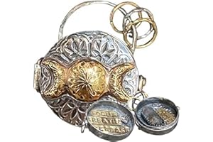 Lruvaqi Triple Moon Silver Locket with Tree Life | Handmade Spell Locket, with A Crystal Energy Amulet, Sacred Silver Altar For Intention And Meditation, Can Be Used To Store Powerful Words, Vows