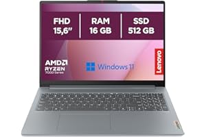 Lenovo IdeaPad Slim 3 Notebook 15,6” FHD (1920x1080), AMD Ryzen 5 7520U, RAM 16GB, 512GB SSD, Grafica Integrata, WiFi 6, Windows 11 Home - Arctic Grey