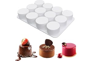 SEABABOO Stampo Cilindrico In Silicone Stampi Per Cioccolatini In Silicone Cilindrico Per Cioccolato Bomba Da Bagno Cheesecake Muffin Biscotti (12 cavità 4.5cm)