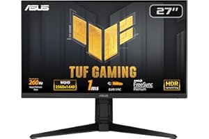 ‎ASUS ASUS TUF Gaming VG27AQML1A - 27 Zoll WQHD Monitor - 260 Hz, 1ms GtG, G-Sync, FreeSync, Adaptive Sync, ELMB, GameFast, DisplayHDR 400 - Fast-IPS, 16:9, 2560x1440, USB, DP, HDMI, ergonomisch, Speaker