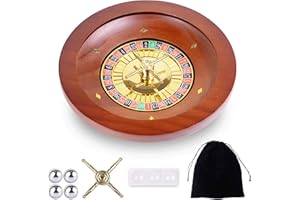 WODGOD 25,4 cm großes Roulette-Rad aus Holz, professionelle Casino-Roulette-Räder aus Massivholz für Erwachsene, mit 4 Roulette-Bällen, perfekt für Heimspielabend und Unterhaltungsparty