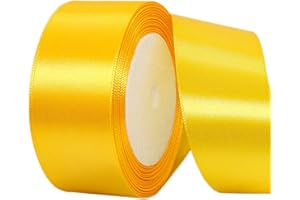 POPOYU Ruban de Satin Doré 40mmx23m,Ruban Boite Gateau Ruban Doré Satin pour Cadeau Emballage,Ruban Tissu pour Noel Cérémonie Mariage Artisanat Décoration,Bouquet Voitures, Anniversaire