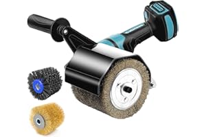 Catolsss Akku-Bürstenschleifer 800W Kompatibel mit Makita 18V, Bürstenlos 6-Gang-Drehregler, 8000RPM Satiniermaschine für Außenrenovierungen,2 Fächerbürsten und Zubehör(Ohne Akku)