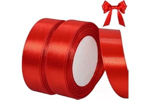 ‎QINGMENG qingmeng Satinband Rot, 44m Geschenkband Rot Breit, 20mm Schleifenband, Geschenkband Hochzeit Stoff, Rotenes Geschenk Band Geschenkbänder für Taufe Geburtstag Deko Geschenkverpackung