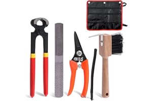 Glarks Kit de herramientas profesionales de 5 piezas, pinzas para pezuñas, escofina, tijeras de corte de pezuñas, cepillo de pezuña con kit de bolsa de almacenamiento, cortador de pezuñas de escofina,