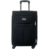 COSHANO Fabric Suitcase Trolley Hand Luggage Cabin Travel Airplane 4 Wheels 360&ordm; Rotating Accepted by All Airlines (Black)