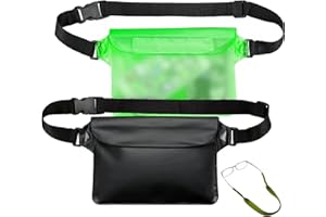 GOOGIT 2 Pezzi Marsupio Waterproof Impermeabile Regolabile per Piscina Mare Spiaggia Barca Canoa Immersioni con Nastro Occhiali (Waterproof Green)