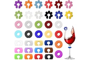 AOOTUERL Marque Verre à vin, 36 Pièces Marqueurs de Verre à Vin en Silicone Marque, Identifiants pour Verres de Réception, Accessoires pour le Vin, Idéaux pour la vie Quotidienne et les Fêtes