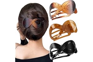 Fanjuanlan 3 Pcs Haarspangen, Damen Schildpatt Rutschfest Haarklammern, Dünnes Elegant Haar-Accessoire Haar Accessoire Frauen Mädchen Big Hair Clip (Schwarz/braun/kaffee farbe)