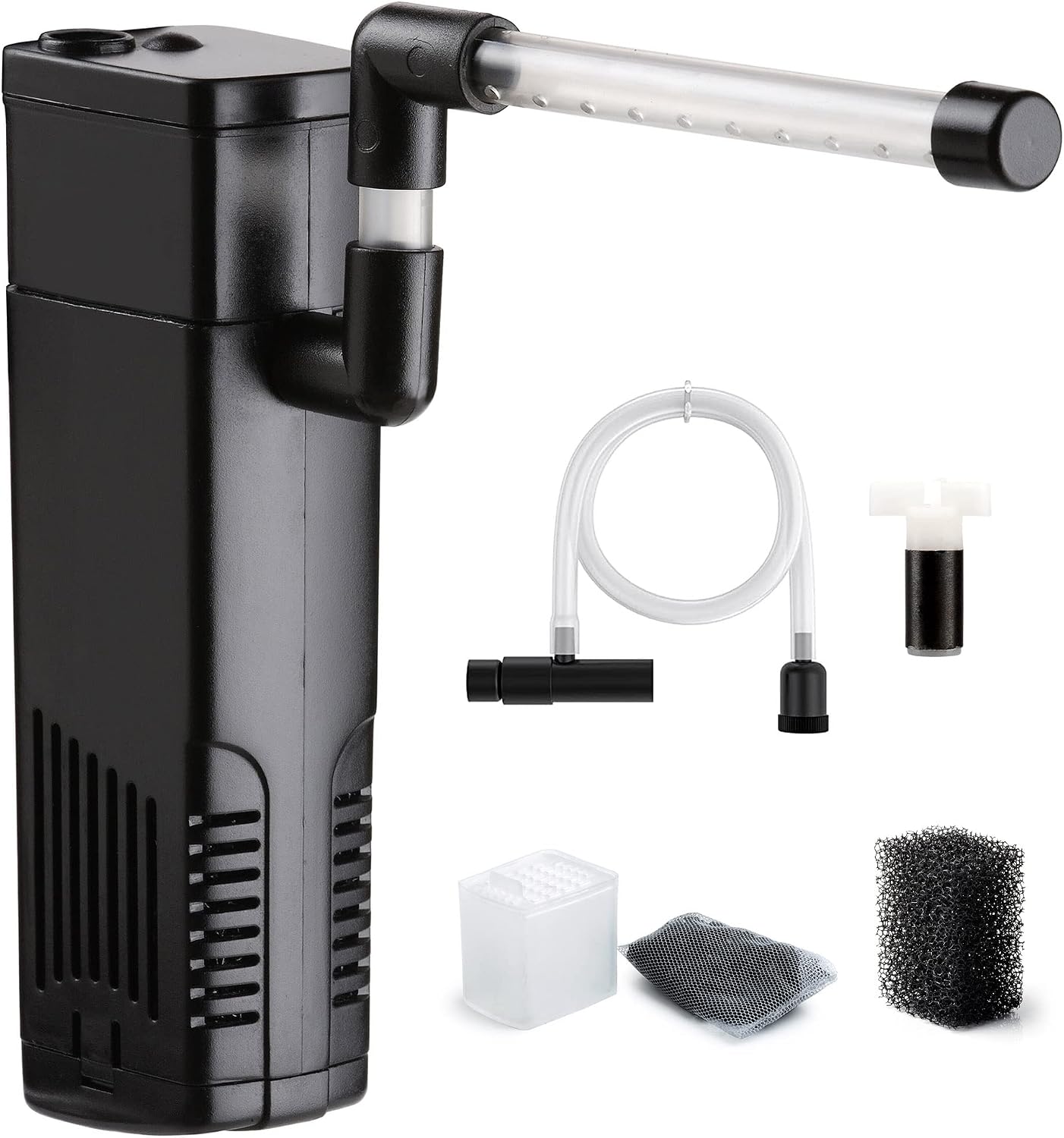 NICREW Filtro para Acuario 40 L, Filtro Acuario Interno con Carbón Activado de Flujo 200 L/H, Filtros Internos para Acuarios, 5 W