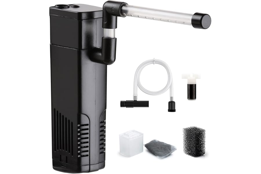 NICREW Fish Tank Filter, Internal Aquarium Filter for Small Tank, Coldwater or Tropical Aquariums, Up to 20L Black