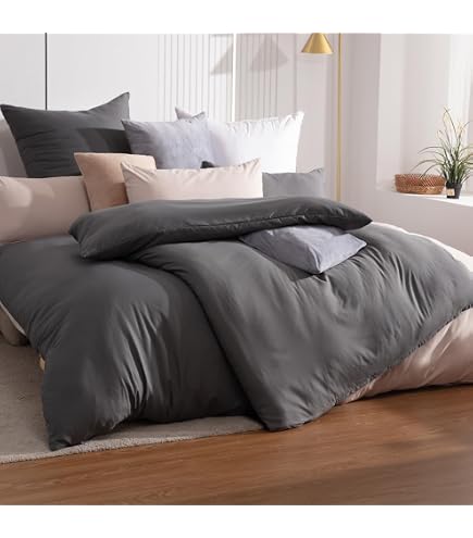 Parure De Lit 2 Pièces Soifox – Housse De Couette 200×200 + Taie 80×80 – Microfibre Douce – Fermeture Zip – Taupe