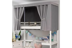 Treer Students Dormitory Bunk Bed Curtain, Blackout Bed Curtains Dustproof Mosquito Bed Canopy Moveable Curtain Shading Nets for Single Bed Bottom and Top (Grey,1.2x2M)