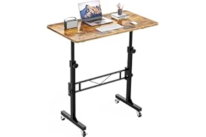 HOMIDEC Height Adjustable Standing Desk, 80x40cm Mobile Small Desk, Portable Home Office Computer Desks with Wheels, Modern Simple Style Desks for Bedroom, Living Room, Office, Vintage