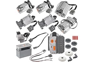 Habow 19Pcs Power-Function Technic-Parts Kit M/L/XL/Servo-Motor IR Remote Control Battery Box IR Receiver Extension Wire Light Cord Compatibile con Lego-Motor-Kit.