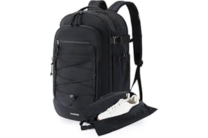 bagsmart Handgepäck-Reiserucksack 17,3-Zoll-Reiserucksack, Rucksack kann Persönliche Gegenstände mit Schuhbeutel 30L Wasserdichter Freizeitrucksack Verstauen,Schwarz