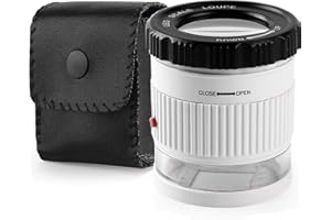 LTDOOIT 30X Loupe Magnifier with 6 Led and UV Light, Illuminated Jewelry Eye Magnifier, Adjustable Magnifying Loupe with Measuring Scale for Coin Gem Currency Stamps