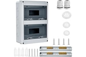 GIGTOOP Verteilerkasten Aufputz, IP65 Waterproof Sicherungskasten Aufputz,2-Reihig für 24-MODULE Aufputzverteiler, mit Messingklemmen für Garten oder Außenbereichen, Villen, Ladesäulen (24 Modul)