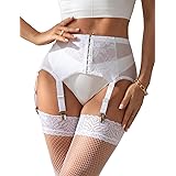 ohyeahlady Reggicalze Donna Vita Alta con 6 Clip in Metallo Giarrettiera per Calze Pizzo Reggicalze Set Senza Cuciture Elasti