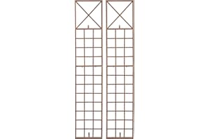 CLP Lot de 2 treillis Trigo pour fixation murale I Tuteur pour le mur I Clôture en métal laqué Couleur : marron antique