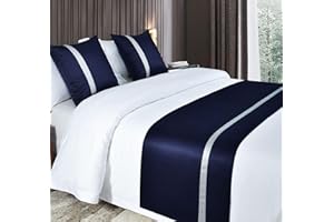 Eseriallen Bed Runner King Size,Dark blue Bed Runner For of Luxury Hotel Grade 240X50cm for 1.8m Bed