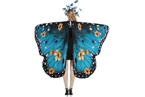 panthem Karnevalskostüm Damen Schmetterling Umhang für Fasching mit Haarreif, Schmetterlingsflügel Schmetterlinge Flügel Schal Karneval Kostüm Erwachsene Poncho für Halloween Cosplay Party