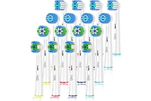 Qitizu Brossette Compatible avec Braun Oral-b, Têtes de Rechange pour Brosse à Dents Electrique Oral-b, Inclure Precision, Floss, Cross, Sensitive (16 blanc)