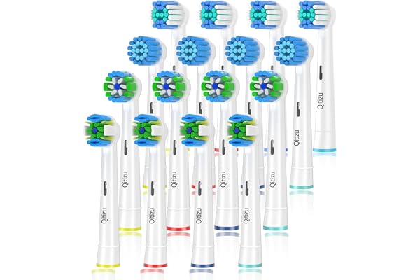 Qitizu Brossette Compatible avec Braun Oral-b, Têtes de Rechange pour Brosse à Dents Electrique Oral-b, Inclure Precision, Floss, Cross, Sensitive (16 blanc)
