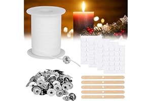 Sheryl&Rain 61m Stoppino per Candele, Stoppini per Candele Fai da te, Stoppino in Cotone Naturale e 150 Base, Stoppino per Candele per Lampade a Olio e Candele a Mano DIY Candela Fabricazione