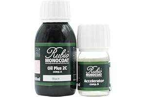 Rubio Monocoat Finitura a Olio per Legno 5 m² -Black | Oil Plus 2C | Olio a base di Semi di Lino, ad Asciugatura Rapida, per Legno da Interni, Include Acceleratore (parte B) | Protezione | 130 ML