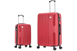 FLYMAX Large Suitcase + Cabin Suitcase Set 2pcs Luggage Set Hard Shell Luggage 4 Wheel Lightweight Luggage with 3 Digit Combination Lock Travel Case Check in