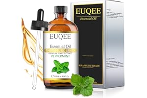 EUQEE Aceites Esenciales de Menta 118ml, 100% Naturales Puros de Grado Terapéutico para Humidificador, Perfectos para Aromaterapia, Masajes, Baño