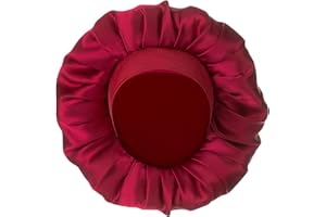 Desmend Cuffia Seta Capelli Notte Dormire Proteggere i Capelli Adatta per Capelli Corti e Ricci 32×25cm(1 Pezzo Rosso)