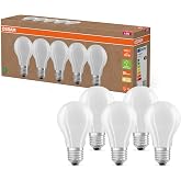 OSRAM High Efficiency LED Lamps with Energy Efficiency Class A, Pack of 5, Replaces 100W, Warm White (2700K), E27, Matte Glas