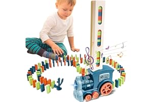 SKJJL Domino Zug Spielzeug Set mit 120 PCS Domino Blöcken, Kinder Domino Spielzeug, Elektrischer Zug mit Ton und Licht, Kinder Dominosteine Spiel für Mädchen Jungen ab 3+ Jahren Geburtstagsgeschenk