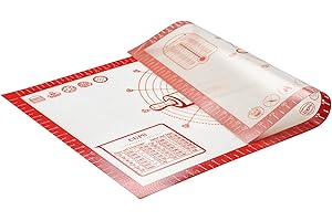 KitchenRaku Tappetino da pasticceria in silicone extra large antiaderente con tappetino per fondente di misura, tappetino da forno riutilizzabile per forno, tappetino per pasta (40x60 cm, rosso)