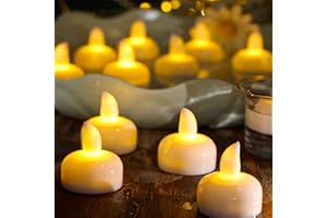 Yakpo 24 pezzi candele LED galleggianti impermeabili senza fiamma, candele votive LED funzionanti a batteria per esterni, candele a luce calda e tremolante per matrimoni, stagni, decorazioni SPA