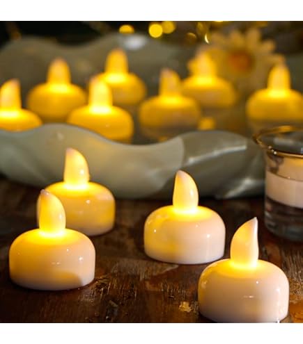Yakpo Lot de 48 bougies chauffe-plat électriques sans flamme vacillantes à piles pour extérieur, terrasse, Halloween, fête, mariage - 5 cm