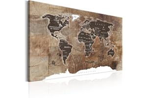 decomonkey Planche en fibre pour dessiner des épingles 90 x 60 cm avec 50 broches Carte du monsur fond brun Tableau d'affichage et peinture sur toile en un