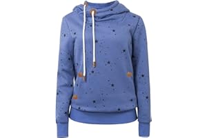 Cassiecy Womens Hoodies Long Sleeve High Necked Printed Hoodies Casual Comply Pullover Sweatshirts with Pockets