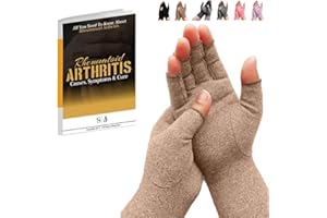 SyeJam Arthritis Gloves Fingerless- Rheumatoid Arthritis Compression Gloves for Pain Relief - Brown (M) 1 Pair